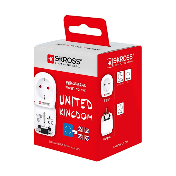 SKROSS Rejseadapter Europe til UK Jordet