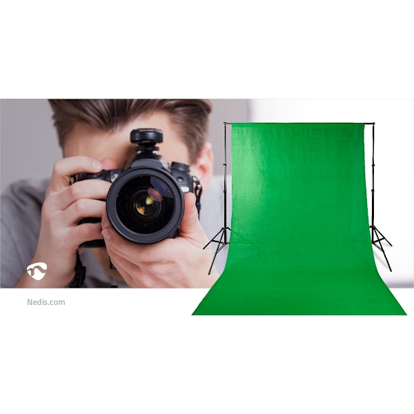 Nedis Foto Studio Bakgrund Set | 1,90 x 2,95 m | Resväska ingår | Tripod ingår | Svart | 1 st