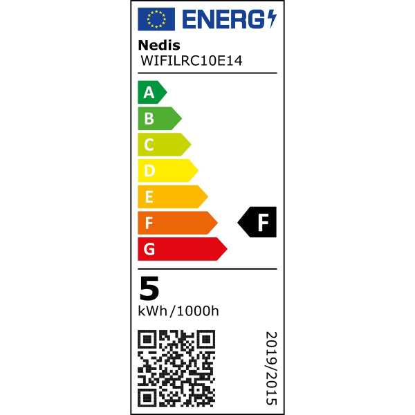 Nedis SmartLife Full Färg Glödlampa | Wi-Fi | E14 | 470 lm | 4.9 W | RGB / Varm till cool vit | 2700 - 6500 K | Android™ / IOS | Ljus | 1 st