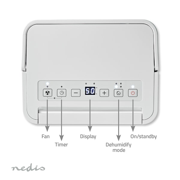 Nedis Affugter | 10 l/Dag | Affugtning / Automatisk / Tørt vasketøj / Ventilation | Ja | 100 m³/h