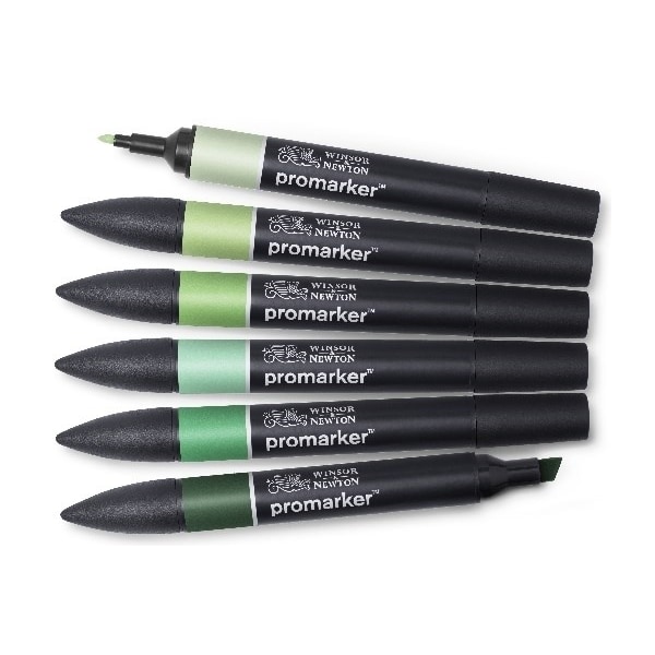 Winsor Promarker 6st, Green tones