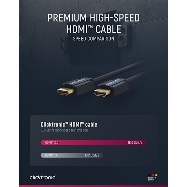 ClickTronic Premium HDMI™-kaapeli Ethernet-liitännällä