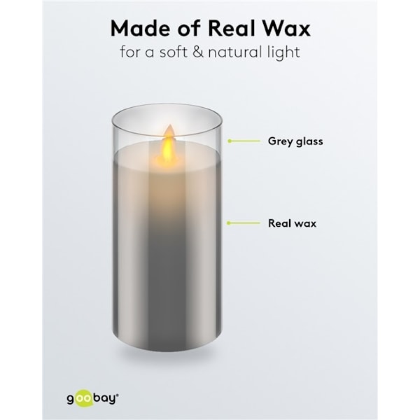 Goobay LED ægte vokslys i glas, 7,5 x 15 cm vidunderlig og sikker belysningsløsning til mange områder som huse og loggier, kontorer eller skoler