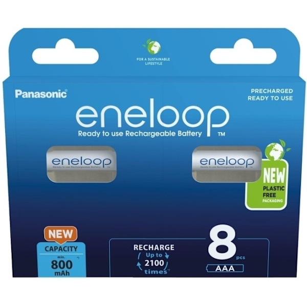 Panasonic Eneloop AAA 800 mAh batteri, 8 st