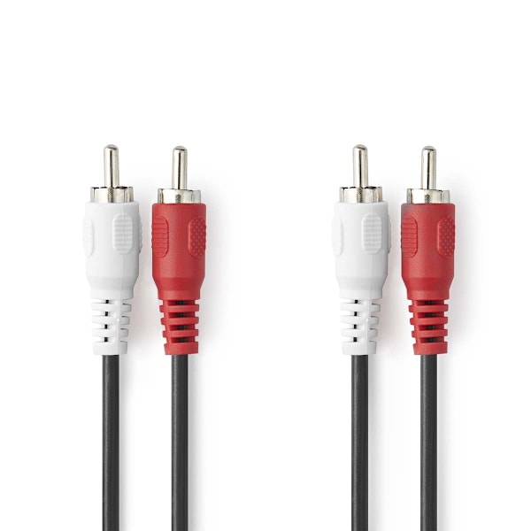 Nedis Stereo Audio kabel | 2x RCA Hanstik | 2x RCA Hanstik | Nikkelplateret | 1.00 m | Runde | Sort | Box