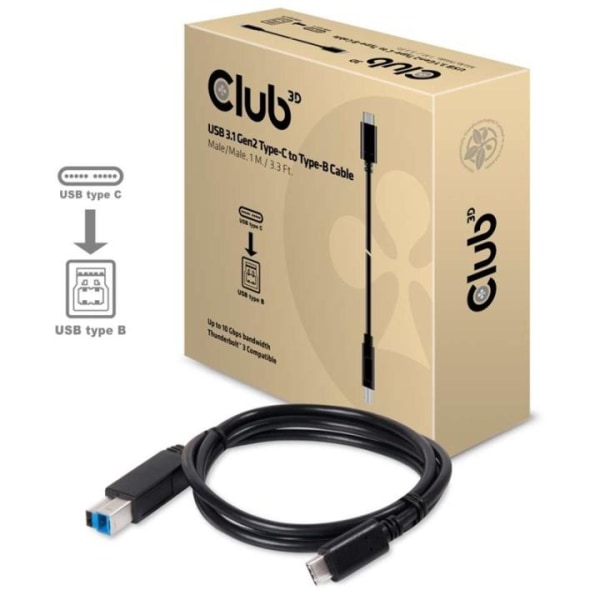 CLUB3D USB 3.1 Gen2 Type-C to Type-B Cable Male/Male, 1 M./ 3.3
