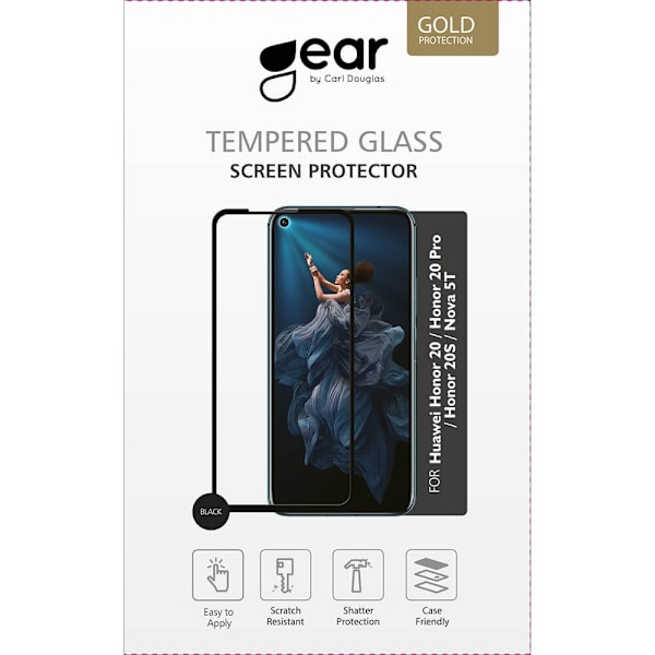 GEAR Karkaistu lasi 2,5D Full Cover Huawei Honor 20 pro 2019 Transparent