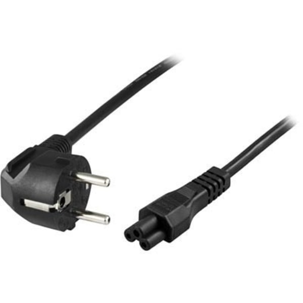 DELTACO apparatkabel 3-pin notebook, vinklad CEE 7/7 - rak IEC C5, 10m