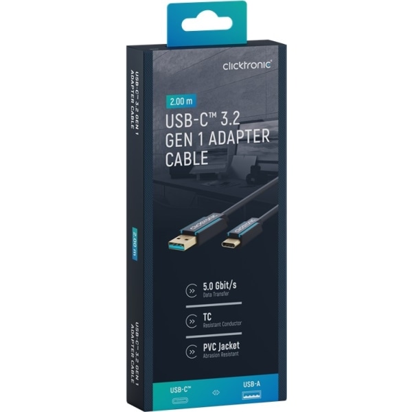 ClickTronic Adapter -kaapeli USB-C™:stä USB-A 3.2 Gen 1 Premiumiin