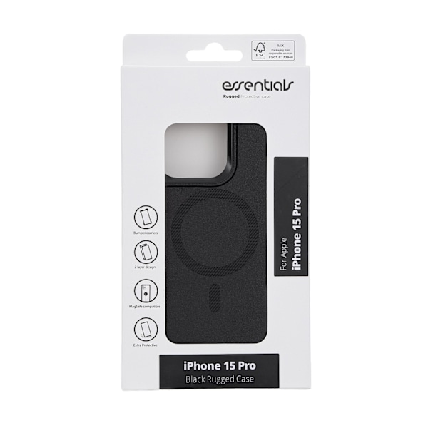 Essentials iPhone 15 Pro rugged case, magnet, black Svart