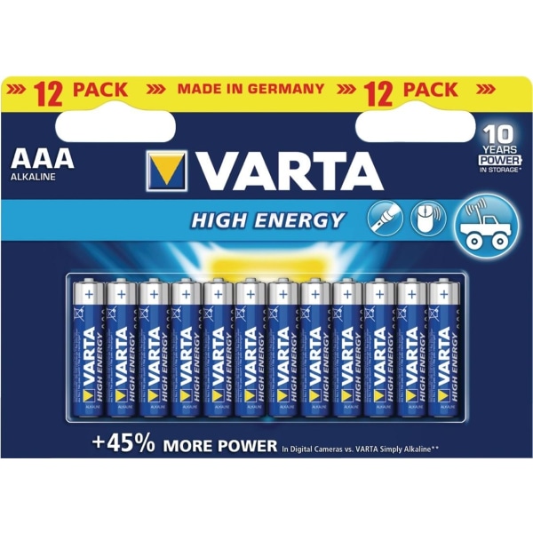 Varta Batteri alkaline AAA/LR03 1.5 V High Energy 12 pack