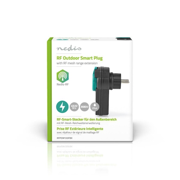 Nedis RF-Pistoke | Mesh / 433 MHz | IP44 | 3680 W | Maadoitettu virtaliitin / Tyyppi F (CEE 7/7) | -20 - 50 °C | Musta / Vihreä