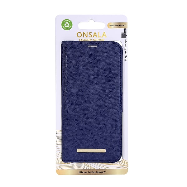 Onsala COLLECTION Eco Wallet 2 card iPhone 14 Pro Max 6,7" Navy Blue Blå