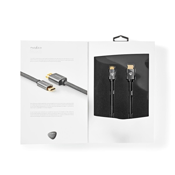 Nedis High Speed ​​HDMI ™ kabel med Ethernet | HDMI™ Kontakt | HDMI™ Mini kontakt | 4K@60Hz | 18 Gbps | 2.00 m | Rund | Bomull | Antracit / Grått Med