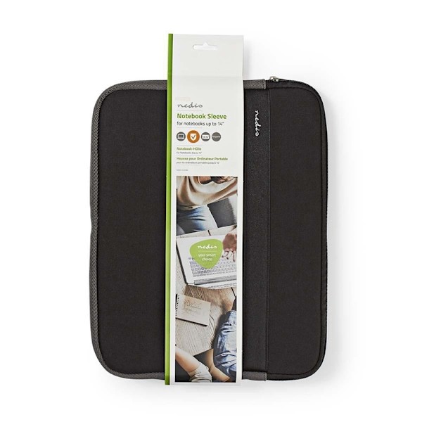 Nedis Notebook taske | 13 - 14 " | Neopren | Antracit / Sort | 20 mm | 270 mm | 335 mm