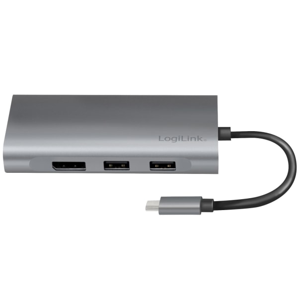 LogiLink USB-C-docka 8-i-1 HDMI/DP/RJ45