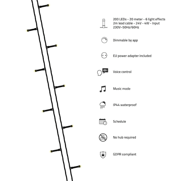 Hombli Smart Christmas Light LED String 20m IP44