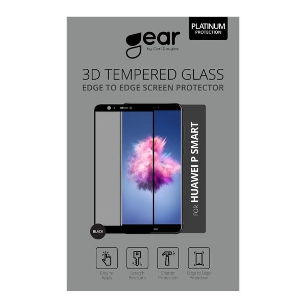 GEAR Hærdet Glas 3D Full Cover Sort Huawei P Smart Transparent