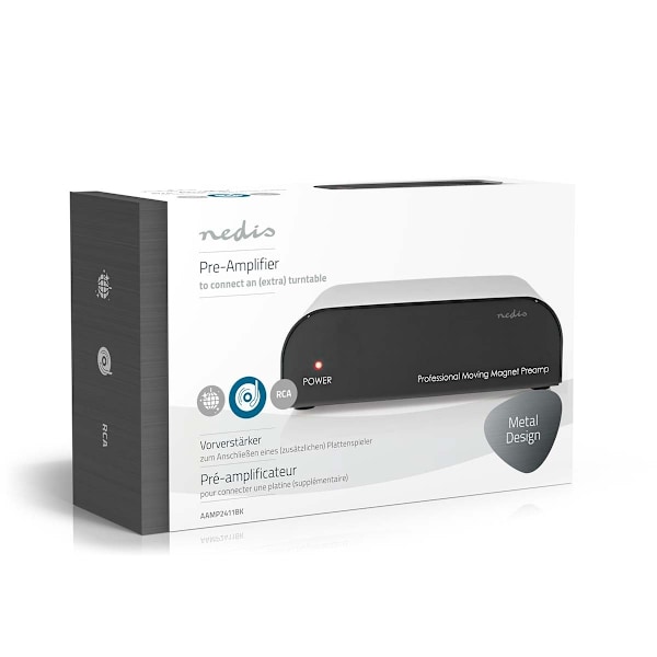 Nedis Forforstærker | Tilslutninger indgang: 1x RCA | Tilslutninger udgang: 1x RCA | 2 Kanaler | Phono / Pladespiller | Automatisk | Sort
