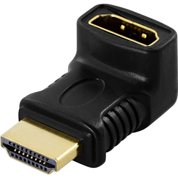 HDMI-adapteri, 19-pin u-n, kulma, kullatut liittimet