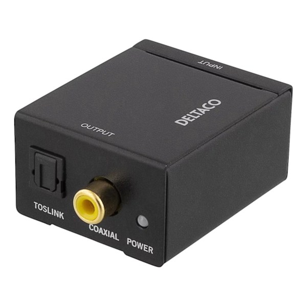 DELTACO ljudomvandlare från analog till digital, 2xRCA, S/PDIF, svart (AN-DG)