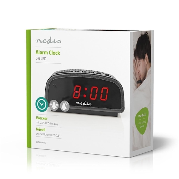 Nedis Digitalt Bord Vækkeur | LED Display | Snooze funktion | Nej | Sort