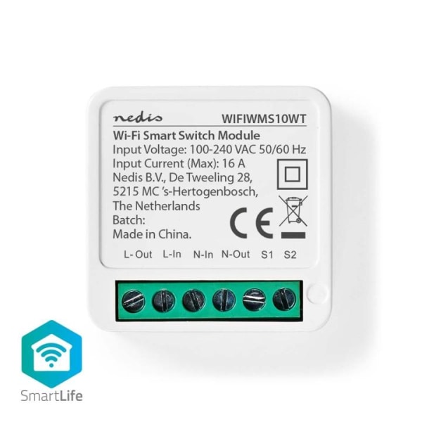 Nedis SmartLife Strömbrytare | Wi-Fi | 3680 W | Terminalanslutning | App tillgänglig för: Android™ / IOS