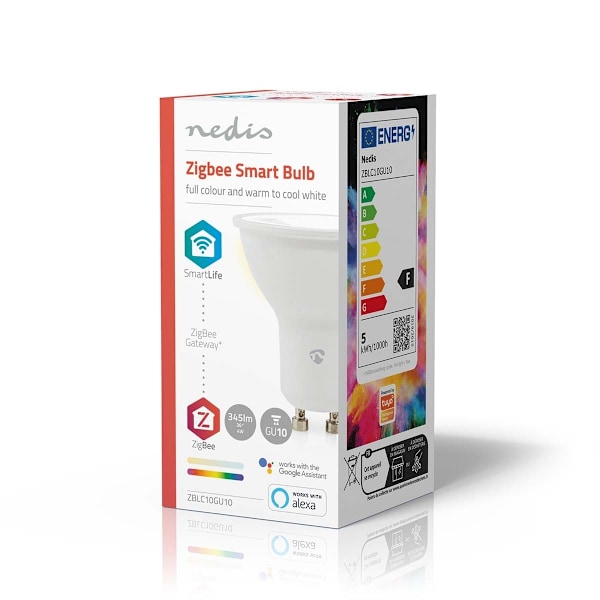 Nedis SmartLife Fuld Farve Pære | Zigbee 3.0 | GU10 | 345 lm | 4.7 W | RGB / Varm til kølig hvid | 2200 - 6500 K | Android™ / IOS | Spot | 1 stk