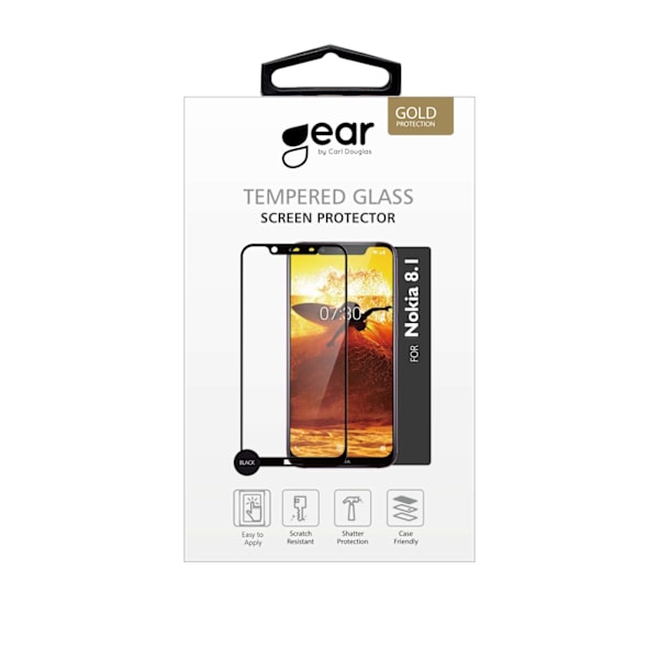 GEAR Hærdet Glas 2.5D Full Cover Nokia 8.1 Transparent