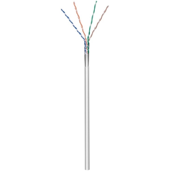Goobay CAT 5e Nätverkskabel, F/UTP, 100 m, grå Kopparklädd aluminiumledare (CCA), AWG 26/7 (stranded), PVC-kabelhölje