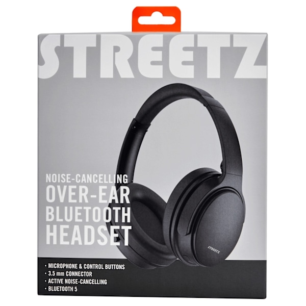 STREETZ Bluetooth noise cancelling headphones, microphone, buttons Svart