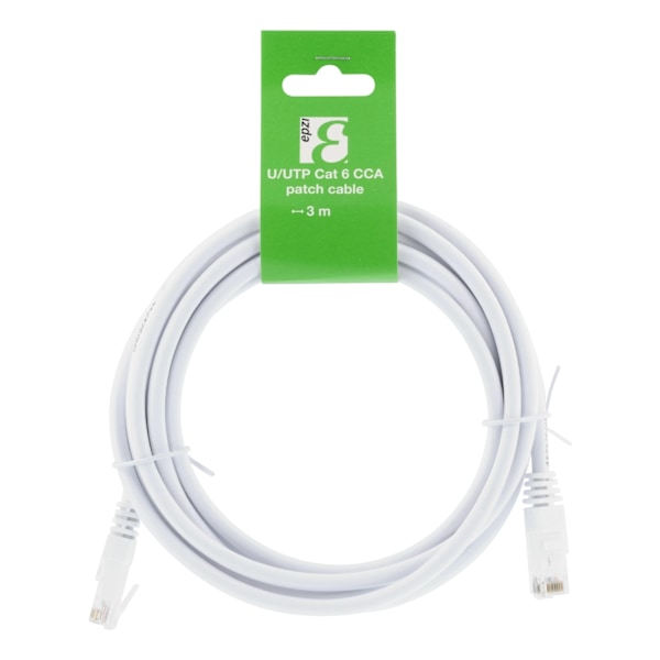 EPZI U/UTP Cat6 patch cable, CCA, 3m, 250MHz, white