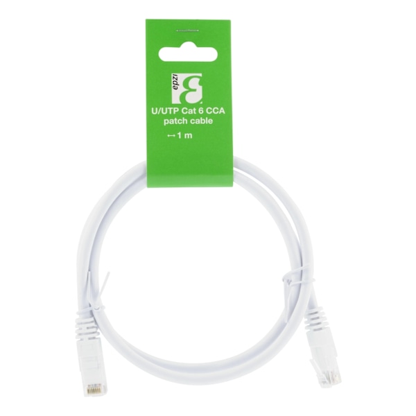 EPZI U/UTP Cat6 laitekaapeli, 1m, 250MHz, kuparip. alumiinia, valk.