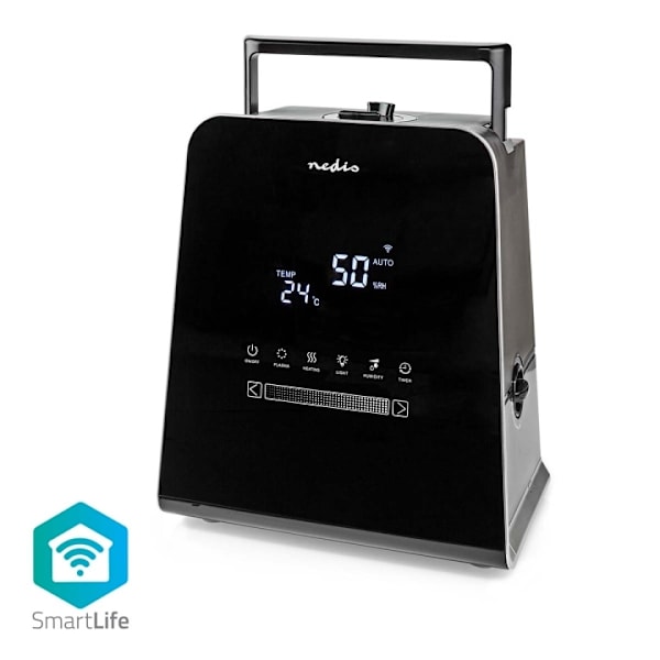 Nedis SmartLife Luftfugter | 110 W | Med kold og varm tåge | 5.5 l | Hygrometer | Timer | Fjernbetjening | Nattilstand | Sort Sort