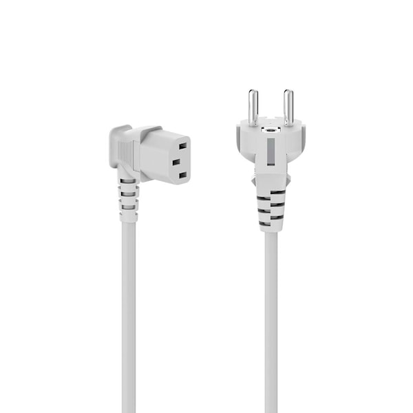 Hama Strømkabel Vinklet 3-polet Hvid 5.0m