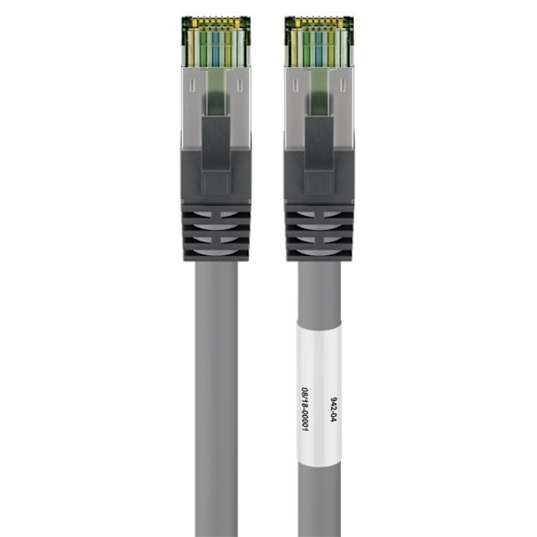 Goobay CAT 8.1 Patchkabel, S/FTP (PiMF), grå 99,9 % syrefri kopparledare (OFC), AWG 24, halogenfri kabelhölje (LSZH), 0.5 m