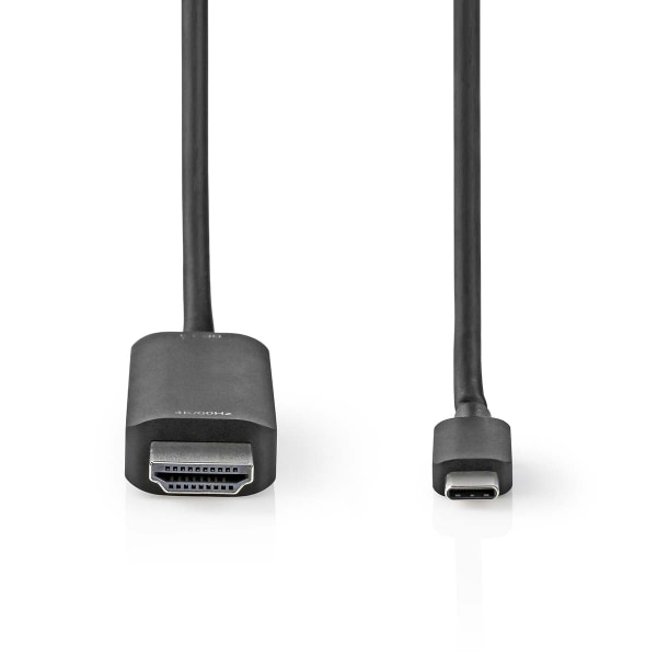 Nedis USB-C™ Adapter | USB 3.2 Gen 1 | USB-C™ Han | HDMI™ Stik | 4K@60Hz | 2.00 m | Runde | Nikkelplateret | PVC | Sort | Box