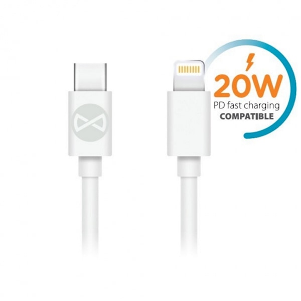 Forever-kaapeli USB-C - Lightning 1.0 m 3A, 20 W, valkoinen