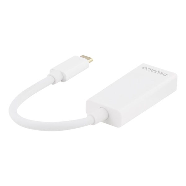 DELTACO USB 3.1 to DP adapter, Type C ma - DP fe, 4K, UHD, white