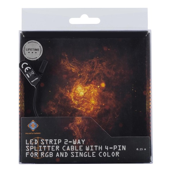 DELTACO GAMING LED-strip 2-vägs splitterkabel, passiv, 4-pin, 0,15m