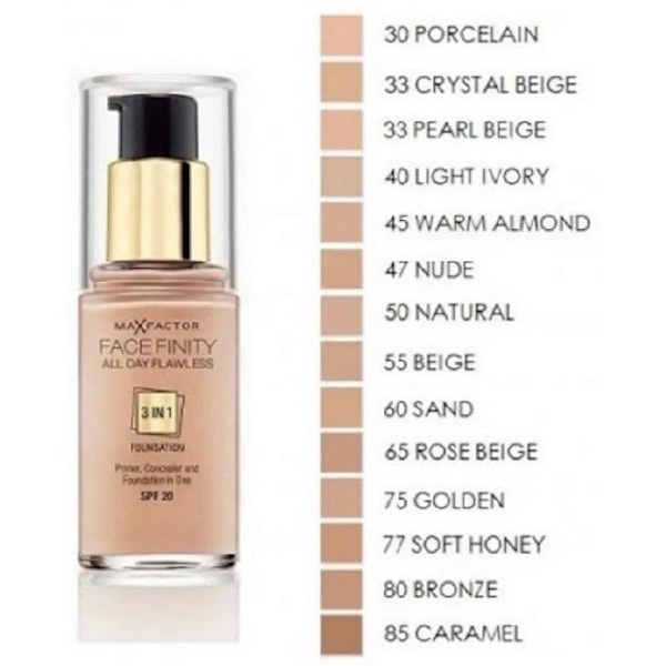 Max Factor Facefinity 3 In 1 Foundation 40 Light Ivory