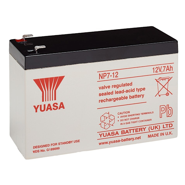 Yuasa Blybatteri 12 V, 7,0 Ah (NP7-12L) Faston (6,35 mm) Blybatteri