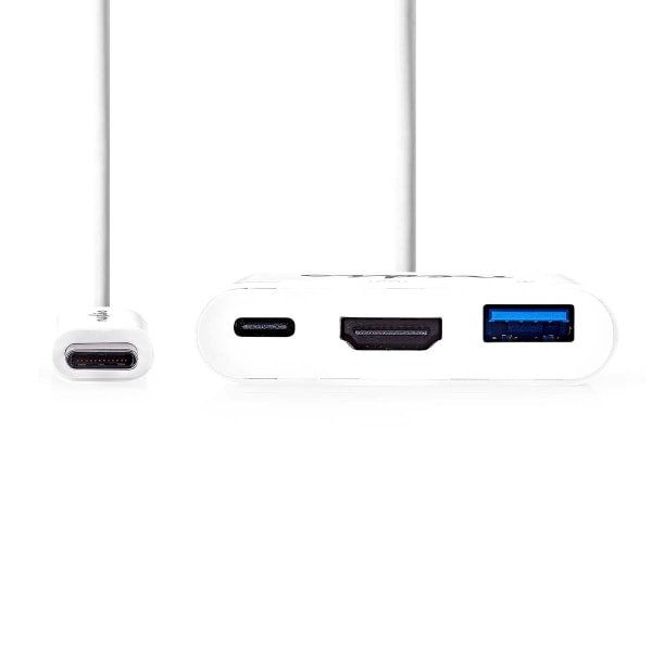 Nedis USB Multi-Port Adapter | USB 3.2 Gen 1 | USB-C™ Han | HDMI ™ -udgang / USB-A Hun / USB-C™ Hun | 5 Gbps | 0.20 m | Runde | Nikkelplateret | PVC |