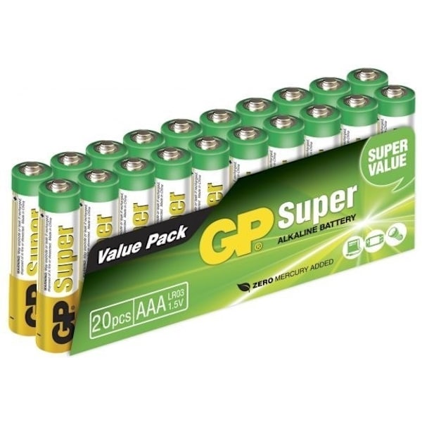 GP Super Alkaline AAA batteri, 24A/LR03, 20-pak