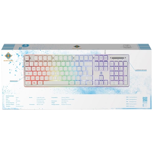 deltaco_gaming WK75 RGB keyboard 105 keys Nordic membrane switches orange