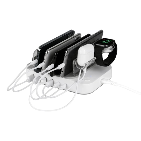 Deltaco USB charging station, 4x USB-A, 1x USB-C 2.4A, 1x US