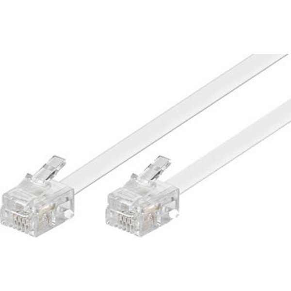 Deltaco Modular cable, 6P4C(RJ11) to 6P4C(RJ11), 2m, white