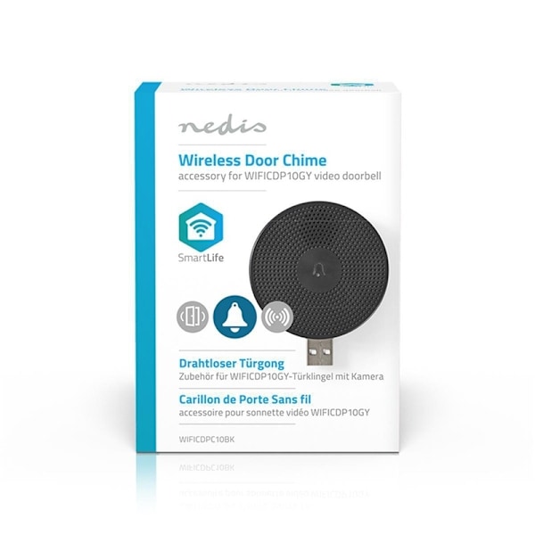 Nedis SmartLife Klokke | Wi-Fi | Tilbehør til: WIFICDP10GY | USB Drevet | 4 Lyde | 5 V DC | Justérbar volume | Sort