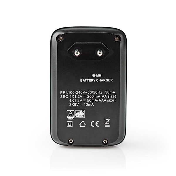 Nedis NiMH Batteriladdare AA / AAA | 1.2 / 9 V DC | 0.5 A A | Underhållsladdning | Euro / Typ C (CEE 7/16) | Batteritypsenergi: AA / AAA / E-Block | S