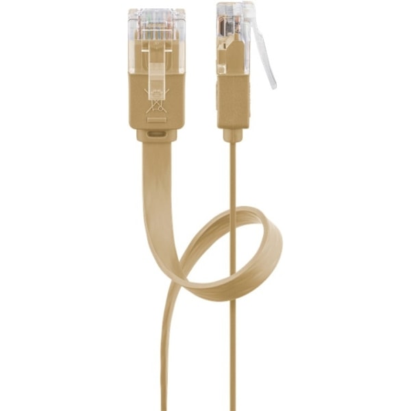 Goobay CAT 6 platt patchkabel, U/UTP, ljusbrun kopparledare (CU), 0.5 m